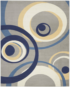 Homeroots 8' X 10' Gray And Ivory Geometric Power Loom Area Rug  Polypropylene 545386