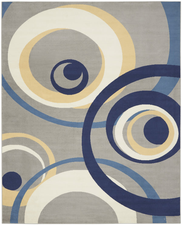 Homeroots 8' X 10' Gray And Ivory Geometric Power Loom Area Rug  Polypropylene 545386