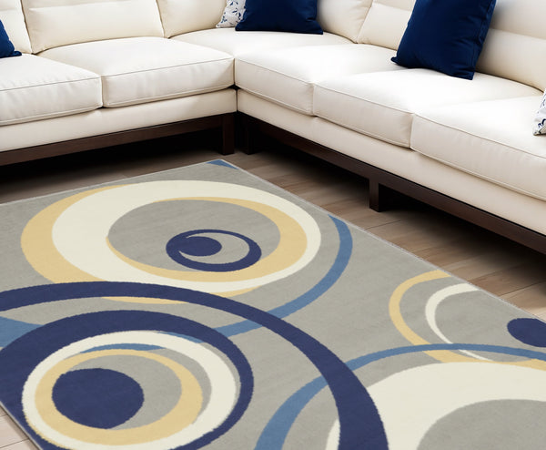 Homeroots 8' X 10' Gray And Ivory Geometric Power Loom Area Rug  Polypropylene 545386