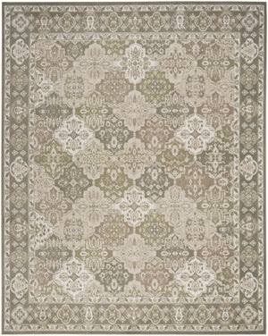 Homeroots 8' X 10' Green And Ivory Medallion Power Loom Distressed Area Rug  Polypropylene 545392
