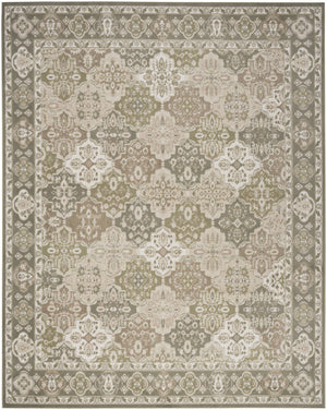Homeroots 8' X 10' Green And Ivory Medallion Power Loom Distressed Area Rug  Polypropylene 545392