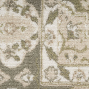 Homeroots 8' X 10' Green And Ivory Medallion Power Loom Distressed Area Rug  Polypropylene 545392