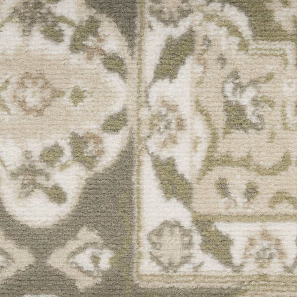 Homeroots 8' X 10' Green And Ivory Medallion Power Loom Distressed Area Rug  Polypropylene 545392