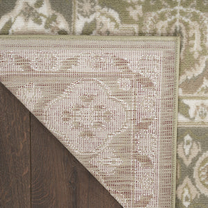 Homeroots 8' X 10' Green And Ivory Medallion Power Loom Distressed Area Rug  Polypropylene 545392