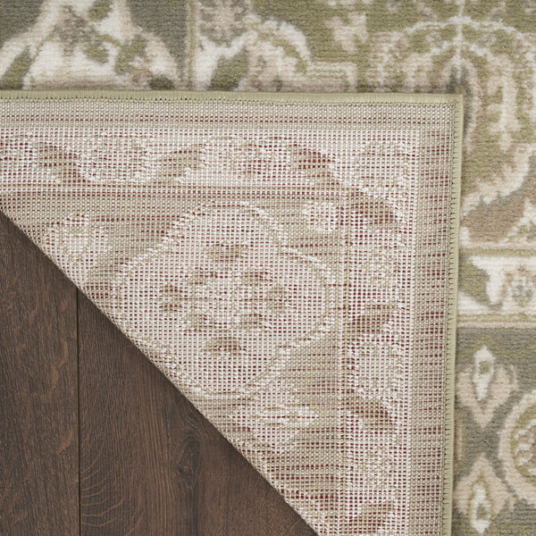 Homeroots 8' X 10' Green And Ivory Medallion Power Loom Distressed Area Rug  Polypropylene 545392