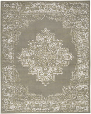 Homeroots 5' X 7' Green And Ivory Medallion Power Loom Distressed Area Rug  Polypropylene 545394