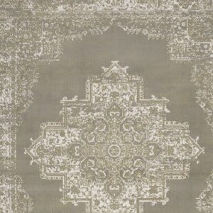 Homeroots 8' X 10' Green And Ivory Medallion Power Loom Distressed Area Rug  Polypropylene 545395