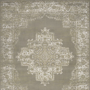 Homeroots 8' X 10' Green And Ivory Medallion Power Loom Distressed Area Rug  Polypropylene 545395
