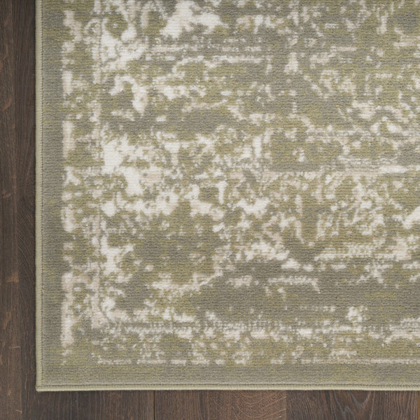 Homeroots 8' X 10' Green And Ivory Medallion Power Loom Distressed Area Rug  Polypropylene 545395