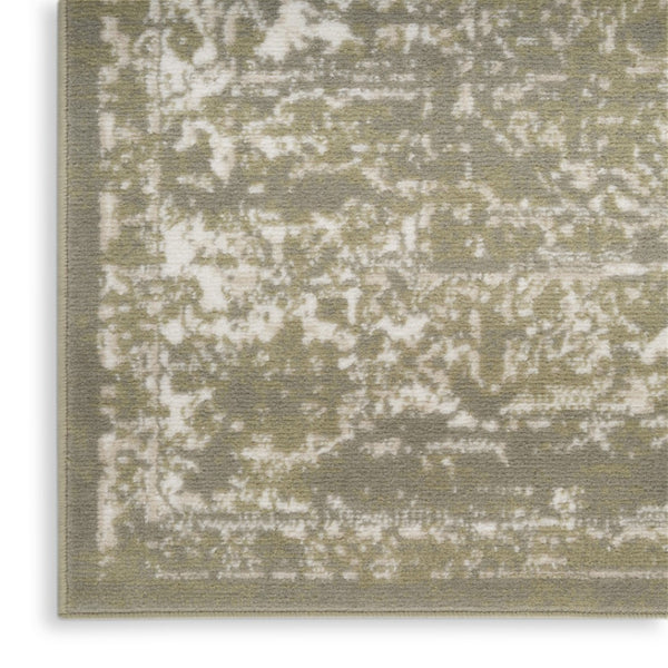 HomeRoots 8' Elegant Green and Ivory Medallion Area Rug - Timeless Power Loom Design for Any Space 8' X 10' 545395
