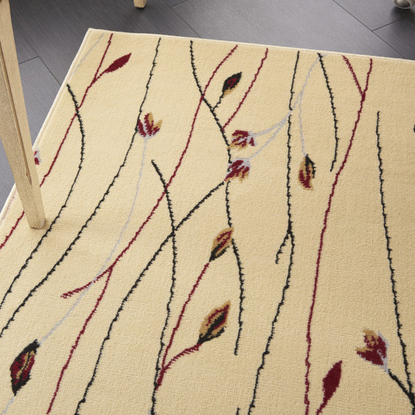 Homeroots 5' X 7' Red And Ivory Floral Power Loom Area Rug  Polypropylene 545397