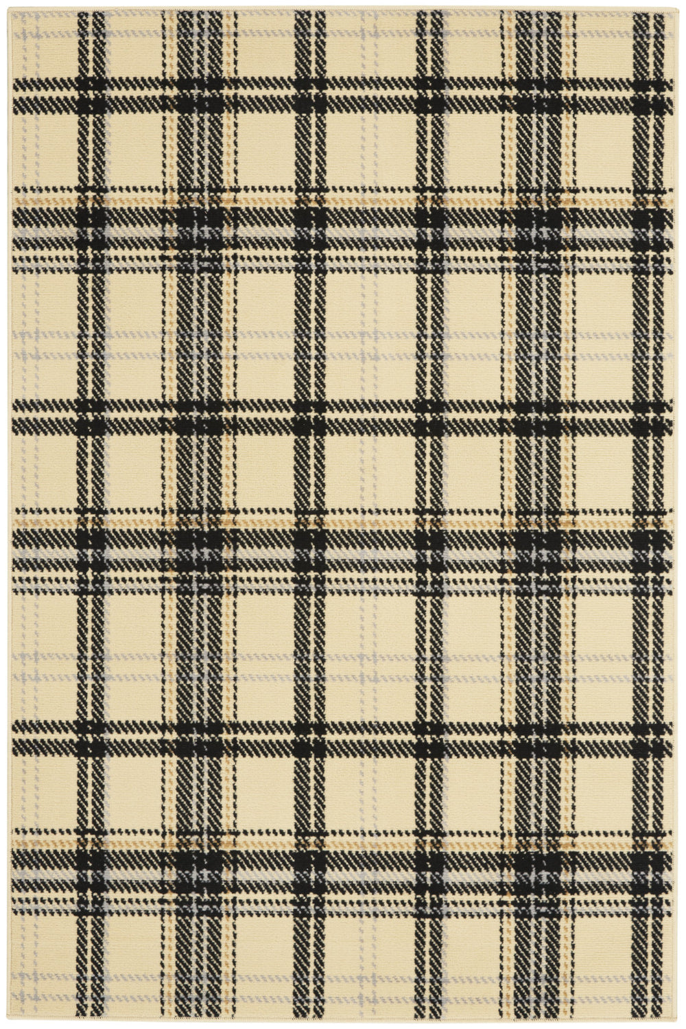 Homeroots 5' X 7' Beige And Black Plaid Power Loom Area Rug  Polypropylene 545399
