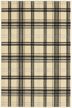 Homeroots 5' X 7' Beige And Black Plaid Power Loom Area Rug  Polypropylene 545399