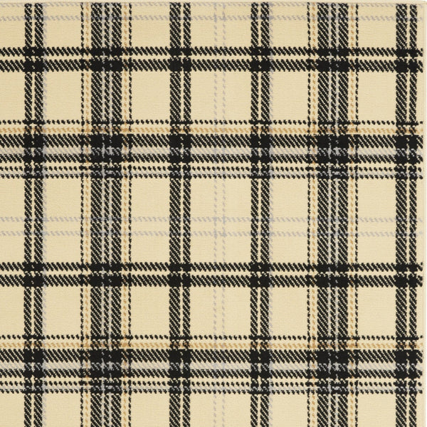 Homeroots 5' X 7' Beige And Black Plaid Power Loom Area Rug  Polypropylene 545399