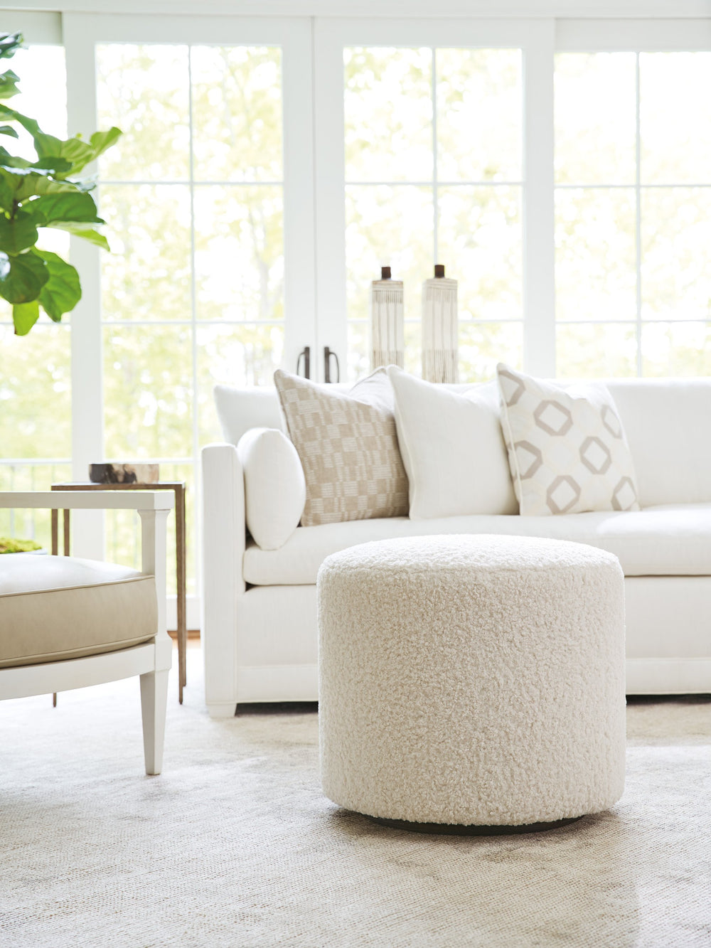 Lexington Barclay Butera Three Arch Swivel Ottoman - Luxurious Upholstered Seating With Elegant Design For Stylish Interiors   5453-44sw-40