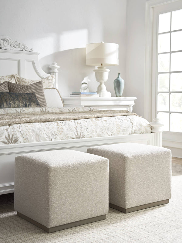 Lexington Colby Upholstered Ottoman Handcrafted Coastal Accent with Driftwood Finish for Living Rooms 5454-45-46