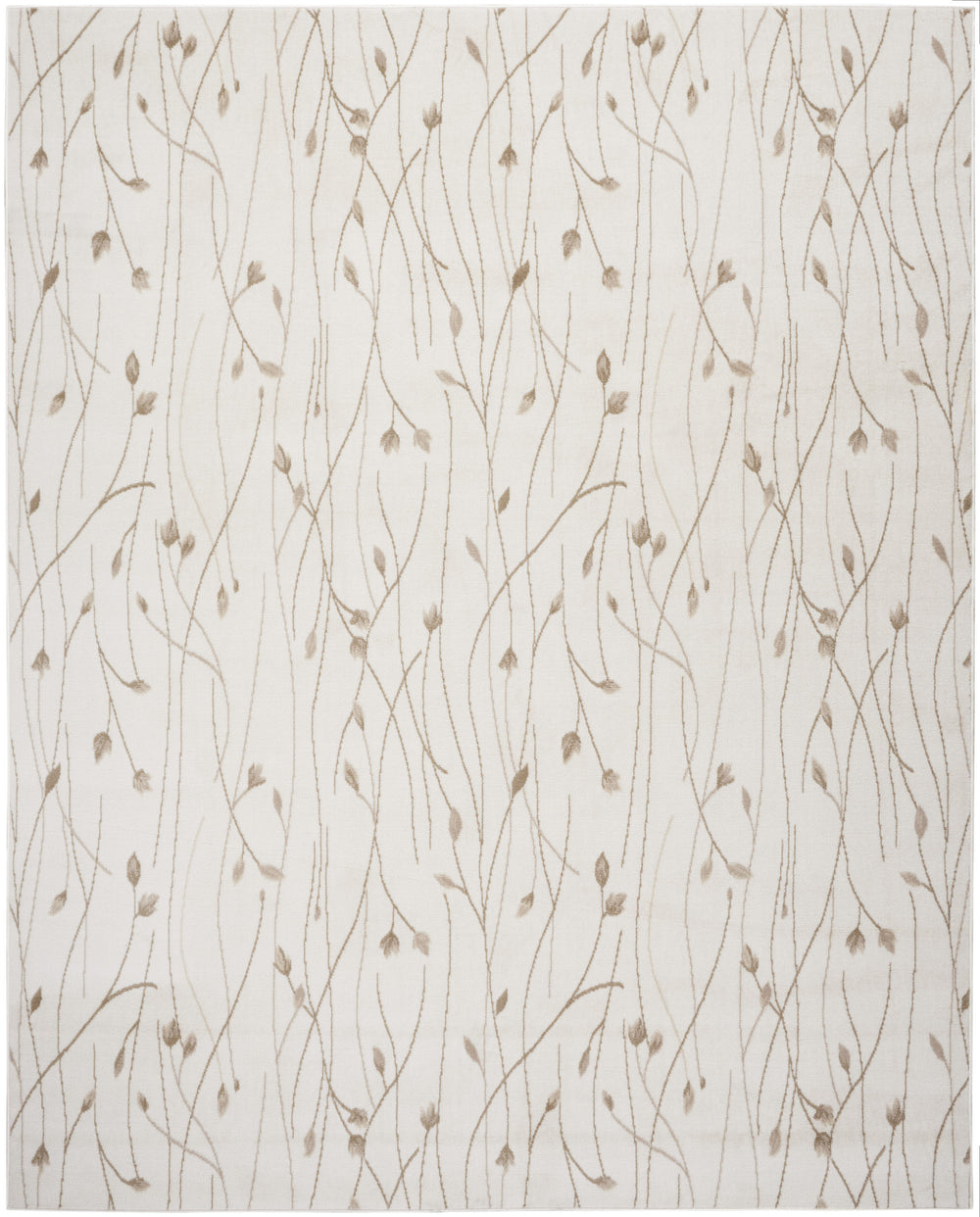 Homeroots 8' X 10' Beige And Ivory Floral Power Loom Area Rug  Polypropylene 545405