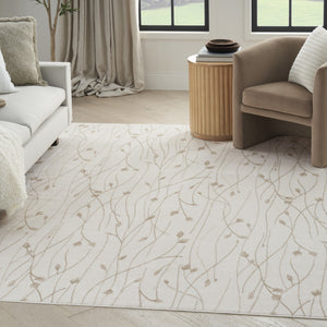 HomeRoots 8' Timeless Beige and Ivory Floral Power Loom Area Rug for Elegant Living Spaces and Easy Care 8' X 10' 545405