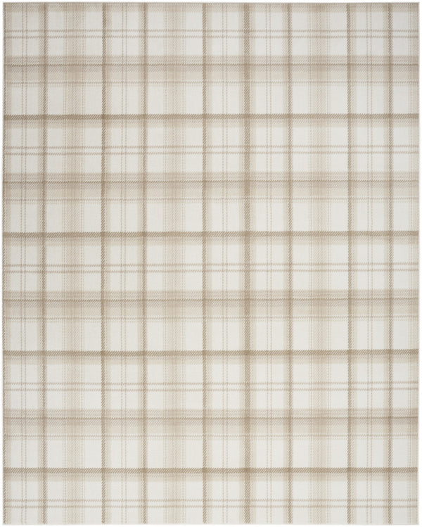 Homeroots 5' X 7' Beige And Ivory Plaid Power Loom Area Rug  Polypropylene 545406
