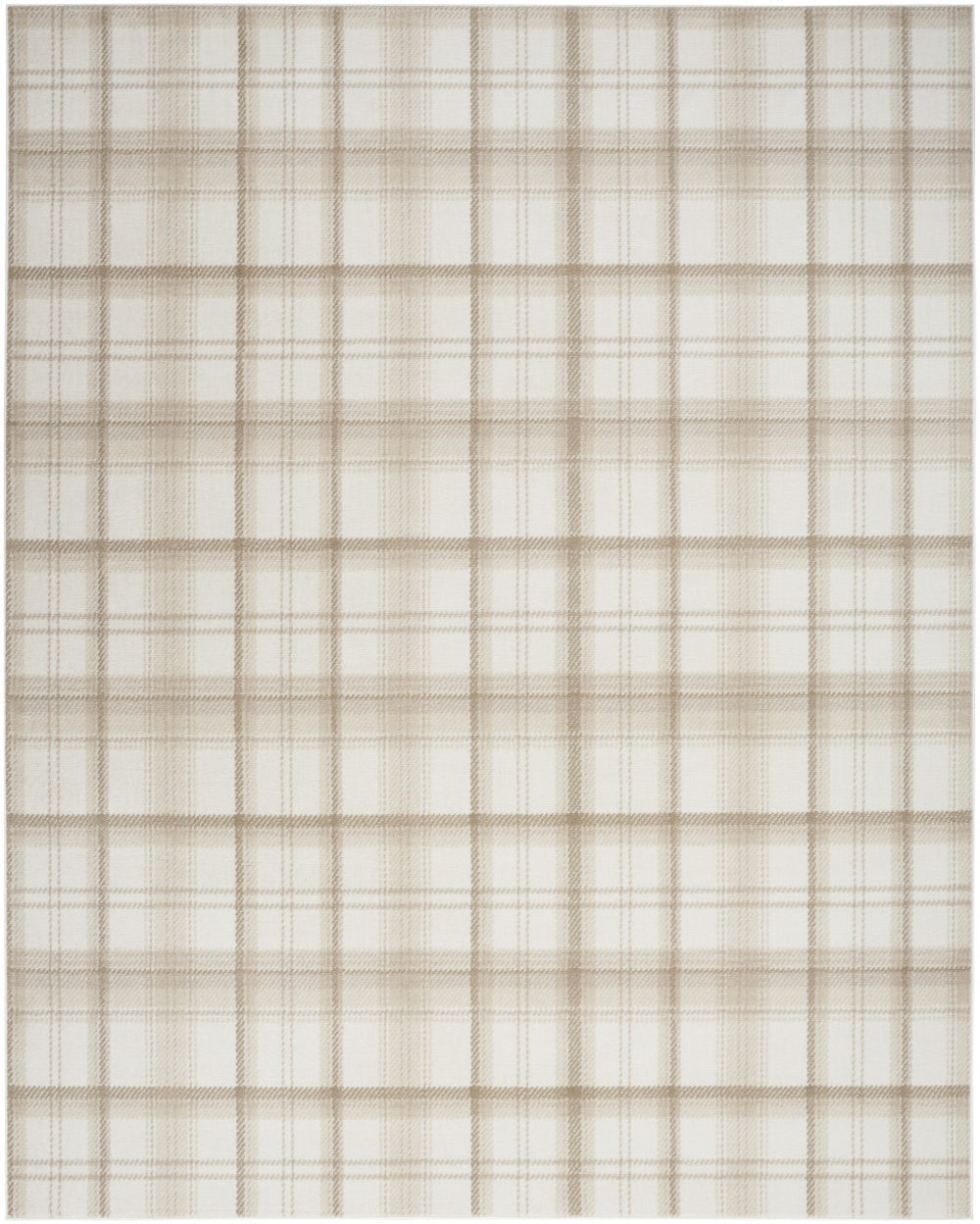 Homeroots 8' X 10' Beige And Ivory Plaid Power Loom Area Rug  Polypropylene 545407