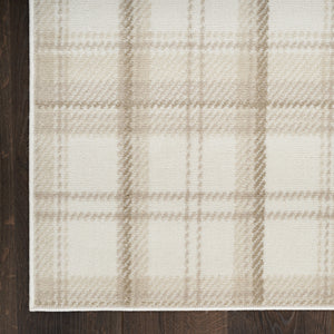 Homeroots 8' X 10' Beige And Ivory Plaid Power Loom Area Rug  Polypropylene 545407