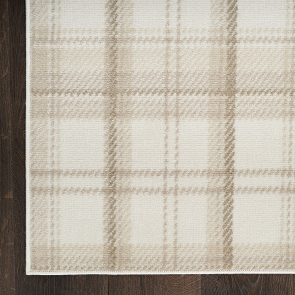 Homeroots 8' X 10' Beige And Ivory Plaid Power Loom Area Rug  Polypropylene 545407