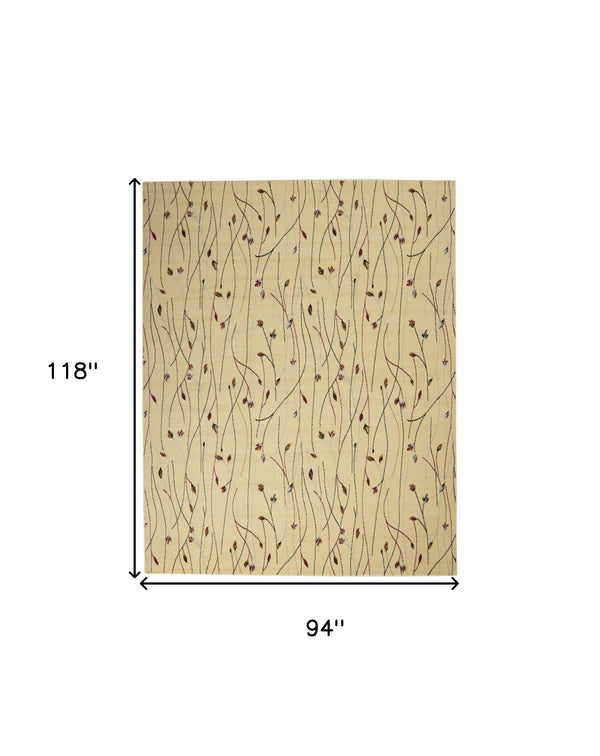 Homeroots 8' X 10' Beige And Black Floral Power Loom Area Rug  Polypropylene 545408