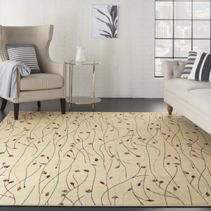 HomeRoots 8' Elegant Beige and Black Floral Power Loom Area Rug – Timeless Design for Any Living Space 8' X 10' 545408