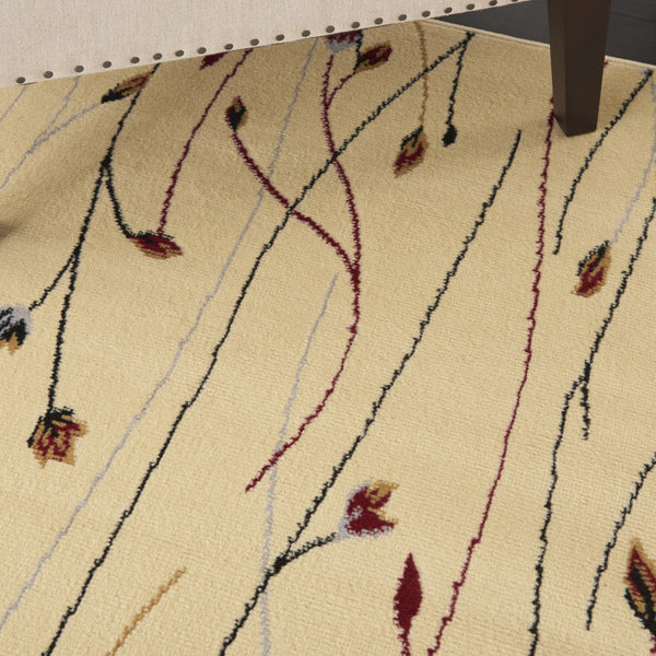 Homeroots 8' X 10' Beige And Black Floral Power Loom Area Rug  Polypropylene 545408