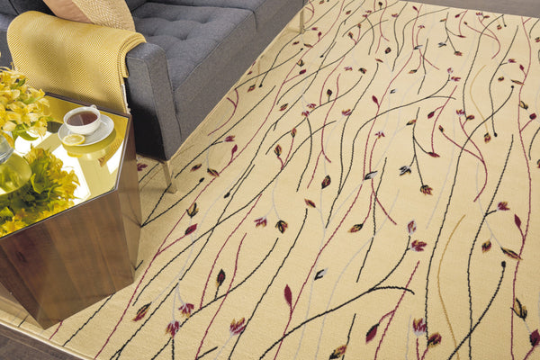 Homeroots 8' X 10' Beige And Black Floral Power Loom Area Rug  Polypropylene 545408