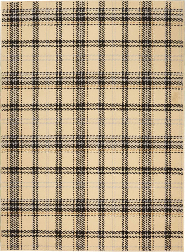 Homeroots 8' X 10' Beige And Black Plaid Power Loom Area Rug  Polypropylene 545409