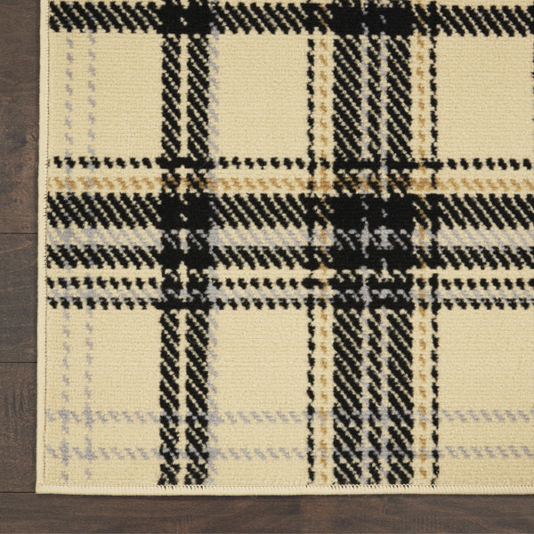 Homeroots 8' X 10' Beige And Black Plaid Power Loom Area Rug  Polypropylene 545409