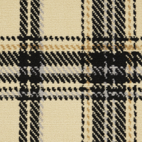 Homeroots 8' X 10' Beige And Black Plaid Power Loom Area Rug  Polypropylene 545409