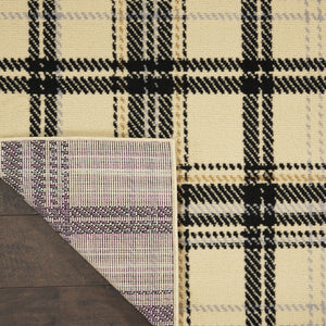 Homeroots 8' X 10' Beige And Black Plaid Power Loom Area Rug  Polypropylene 545409