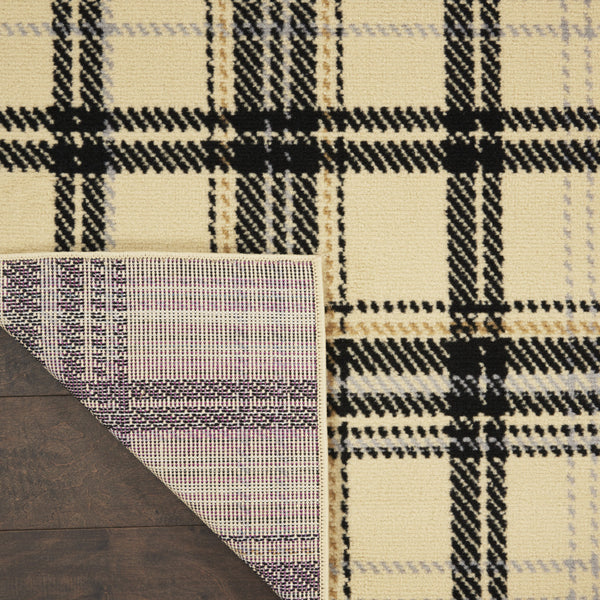 Homeroots 8' X 10' Beige And Black Plaid Power Loom Area Rug  Polypropylene 545409