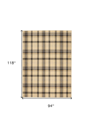 Homeroots 8' X 10' Beige And Black Plaid Power Loom Area Rug  Polypropylene 545409