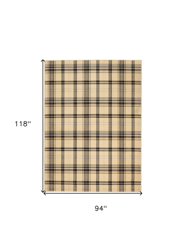 Homeroots 8' X 10' Beige And Black Plaid Power Loom Area Rug  Polypropylene 545409
