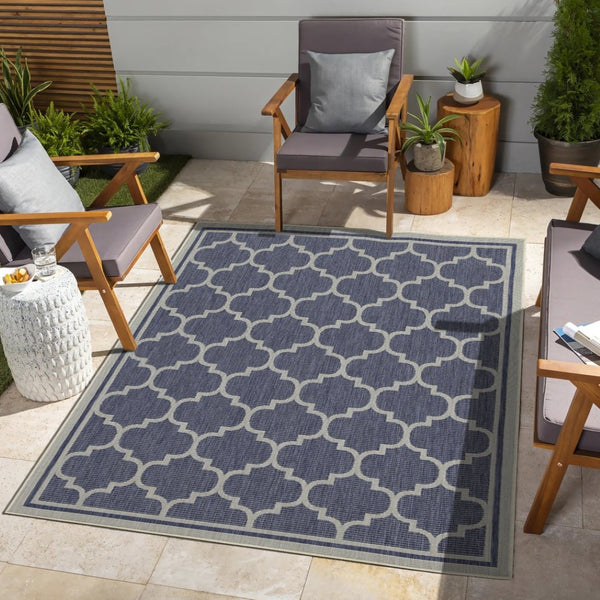 English Elm Sunshine Blue Area Rug 5'3" X 7'3" - Durable, Stain-Resistant Indoor/Outdoor Flatweave For All Spaces B186P198863-GIGA