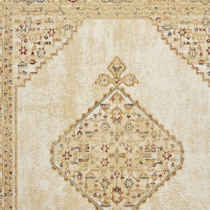 Homeroots 8' X 10' Beige And Ivory Medallion Power Loom Distressed Area Rug  Polypropylene 545412