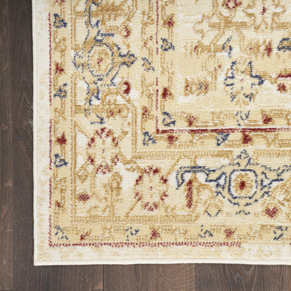 Homeroots 8' X 10' Beige And Ivory Medallion Power Loom Distressed Area Rug  Polypropylene 545412