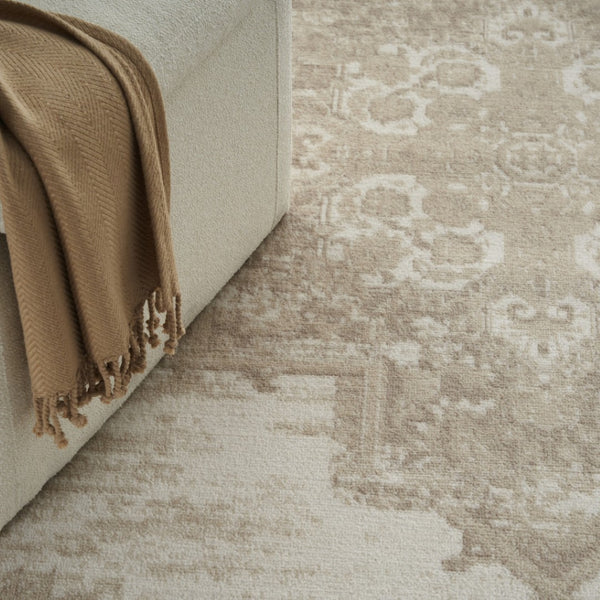 HomeRoots 8' Beige and Ivory Medallion Area Rug - Vintage-Inspired, Power-Loomed Design for Timeless Style 8' X 10' 545416