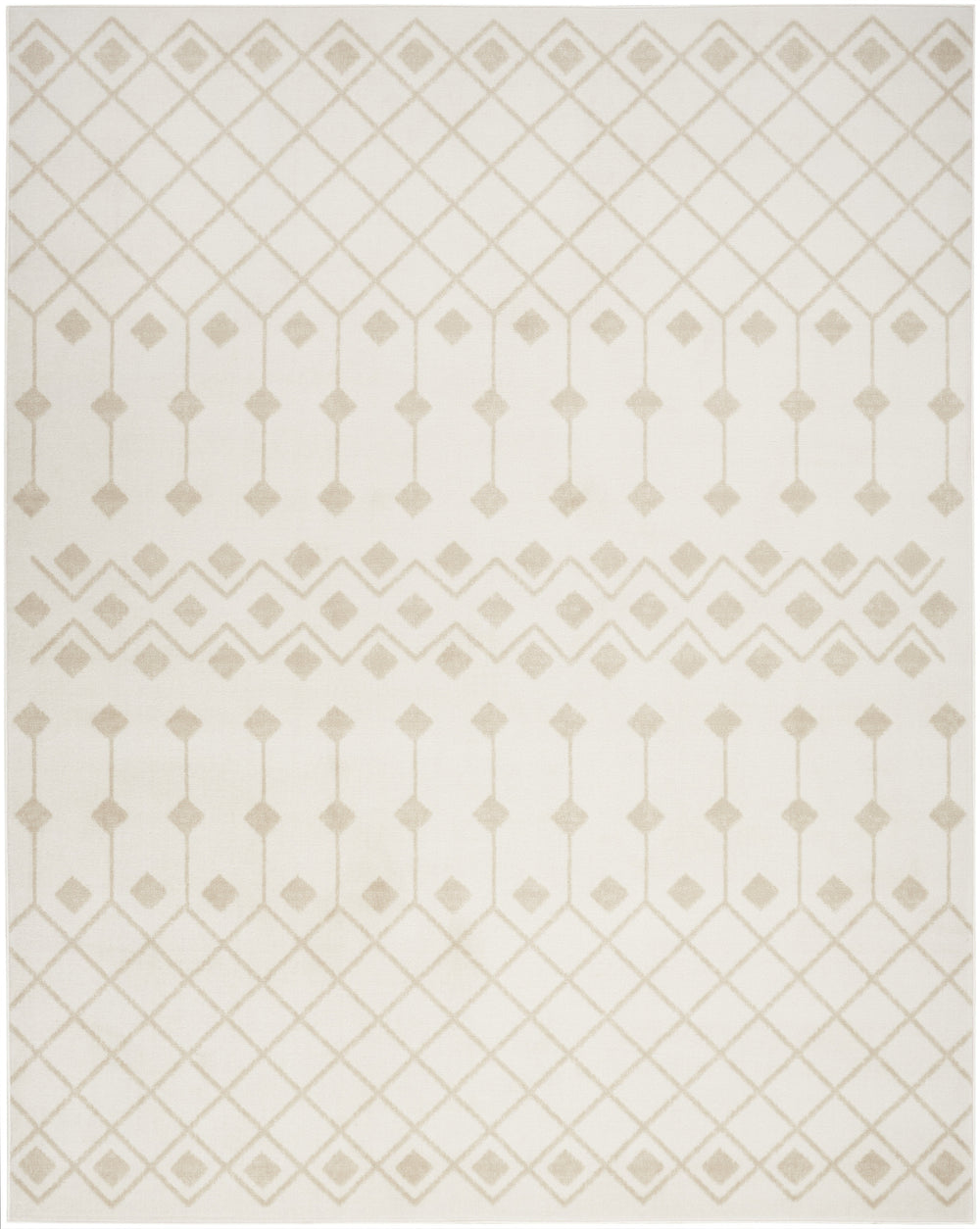 Homeroots 8' X 10' Beige And Ivory Moroccan Power Loom Area Rug  Polypropylene 545418