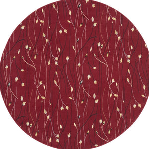 HomeRoots 8' Floral Vines Round Area Rug in Red, Black, and Ivory - Elegant, Durable Design for Any Space 8' Round 545423