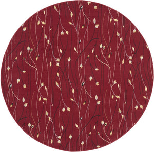 HomeRoots 8' Floral Vines Round Area Rug in Red, Black, and Ivory - Elegant, Durable Design for Any Space 8' Round 545423