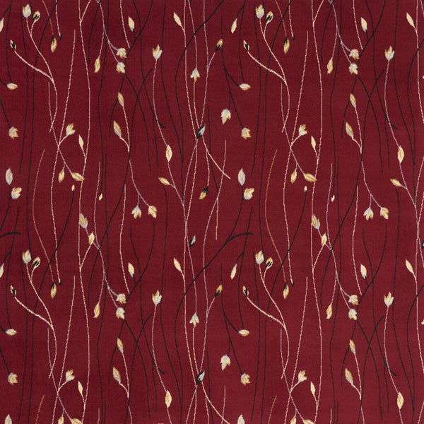 Homeroots 7' X 10' Red Black And Ivory Floral Vines Power Loom Area Rug  Polypropylene 545426