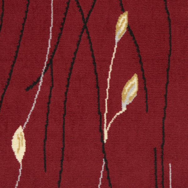 HomeRoots 8' Floral Vines Round Area Rug in Red, Black, and Ivory - Elegant, Durable Design for Any Space 7' X 10' 545426