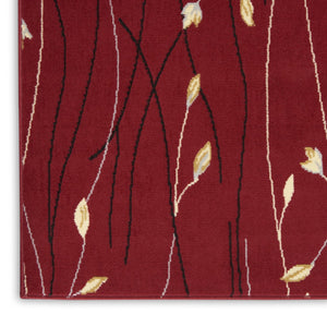 HomeRoots 8' Floral Vines Round Area Rug in Red, Black, and Ivory - Elegant, Durable Design for Any Space 7' X 10' 545426