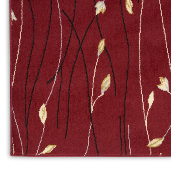 HomeRoots 8' Floral Vines Round Area Rug in Red, Black, and Ivory - Elegant, Durable Design for Any Space 7' X 10' 545426