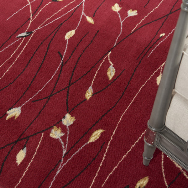 Homeroots 7' X 10' Red Black And Ivory Floral Vines Power Loom Area Rug  Polypropylene 545426