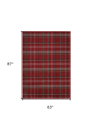 Homeroots 5' X 7' Red And Black Plaid Power Loom Area Rug  Polypropylene 545428